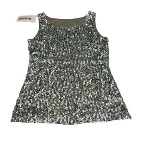 NWT Pretty Guide size large silver sequin tank top perfect to dress up or down